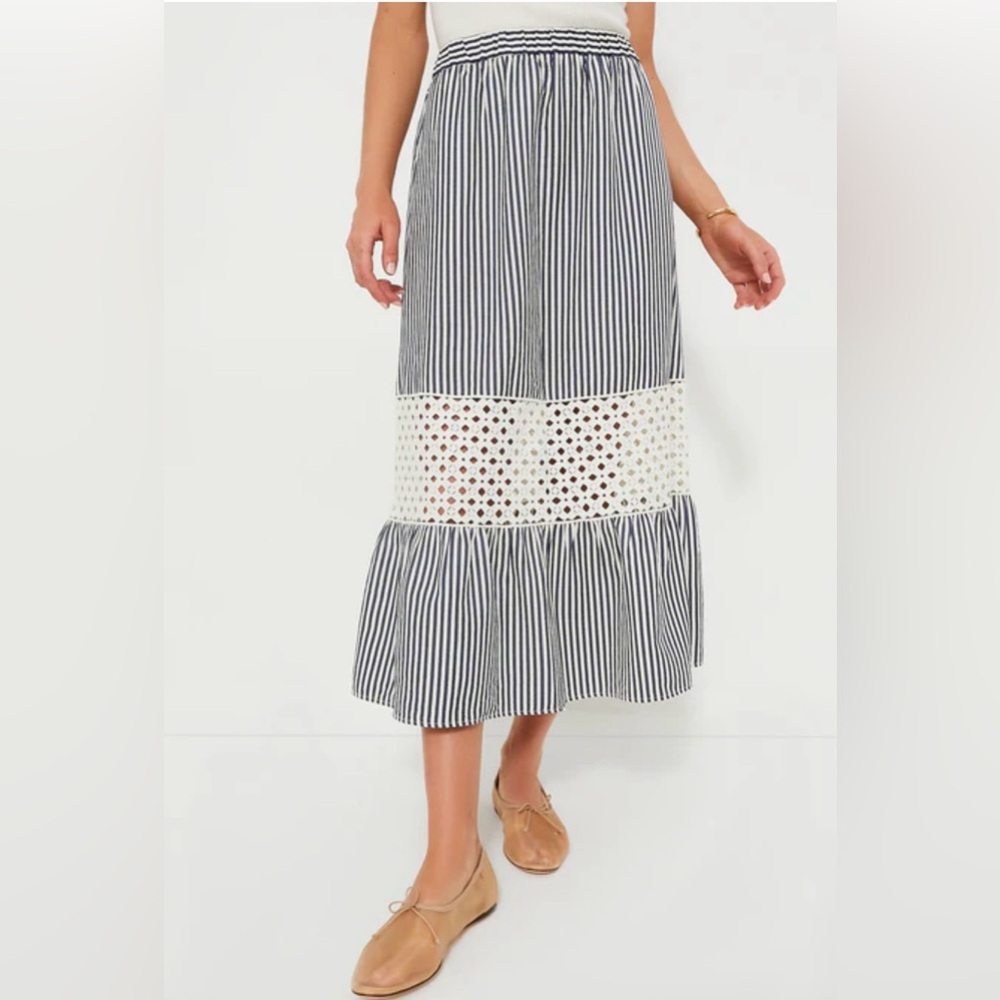 Tuckernuck Blue Stripe Eyelet Hana Skirt